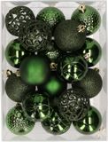 Bellatio Decorations Shoppartners Bv 37x Kunststof Kerstballen Donkergroen 6 cm Mix