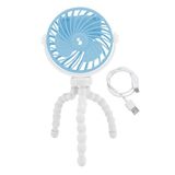 BEPER P206VEN431 Mini-ventilator met flexibele poten, oplaadbaar via USB-C, draagbare ventilator met 3 snelheden, 360° draaibaar, LED-lampje, flexibele poten voor kinderwagen, parasol, auto