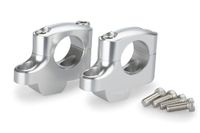 Puig 21801P Pullback Risers, universele stuurverhogers met 20mm hoogte en 16mm pullback, verbetert de rijergonomie en comfort met een elegant en duurzaam ontwerp, Zilver