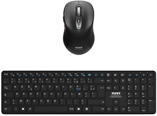 Port Designs 900907RFR Toetsenbord en Muis Set - Bluetooth - AZERTY Frans - Zwart