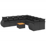 vidaXL Tuinbank - Set - 11 - st - Zwart - poly - rattan