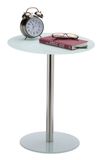 Relaxdays Table d'appoint - Ronde - Verre & Métal - Blanc & Argent