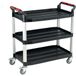 Kunststof plateauwagen - 3 plateaus en handgrepen - aluminium