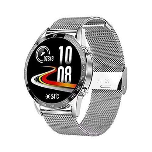 KDFJ Smart Watch, Horloges, Touchscreen Fitness Tracker, Activity Tracker, Hartslag Slaapmonitor, Waterdichte Smartwatch voor iOS Android-Stalen riem zilver