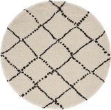 Mint rugs Rond hoogpolig vloerkleed Allure - crème/zwart 160 cm rond