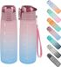 Unyqoos® Tritan Gourde 900 ml – Sans BPA, Gourde de Sport Anti-fuite avec Échelle, Rose/Bleu