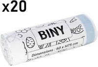 BINY Vuilniszakken 50L 20 stuks wit