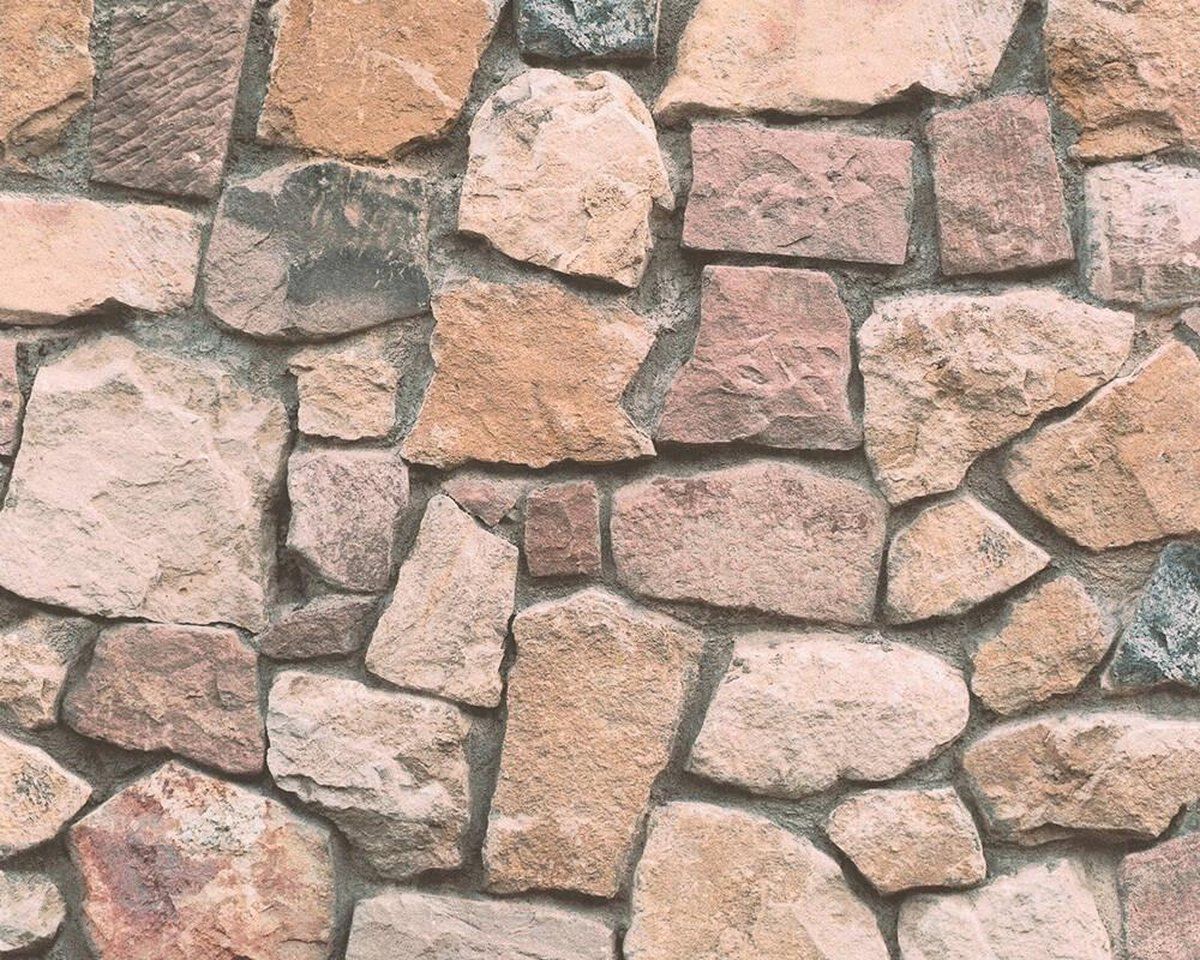 A.S. Création GROTE STENEN BEHANG - Meerkleurig Creme Grijs - Industrieel behang - AS Creation Il Decoro - Papier