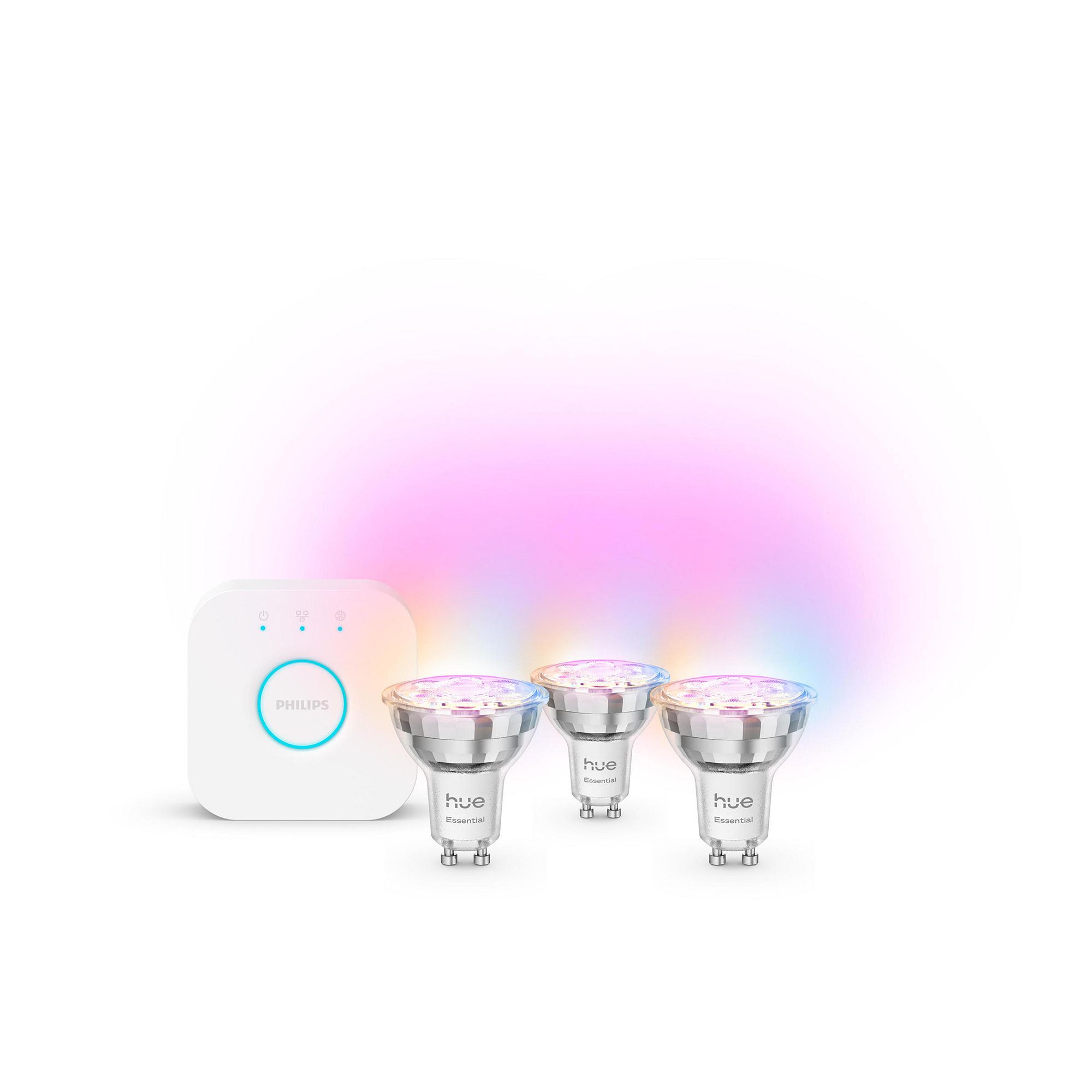 PHILIPS Essentials Philips Hue White & Color Ambiance Essential Starter Kit: 3 Slimme GU10 Lampen (345 Lm)