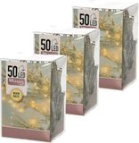 Merkloos Kerstverlichting - 10x - op batterij - warm - wit - 50 led lampjes - 5 meter - transparant snoer