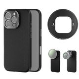 Neewer Hoes voor mobiele telefoon voor 16 Pro, robuuste TPU/PC, heavy duty case met 17 mm lenshouders, 67 mm filteradapter, antislip kunstleer, compatibel met iPhone 16 Pro MagSafe, PA083 zwart