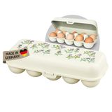 Koziol EGGS TO GO Eierdoos voor 10 eieren, opbergdoos met clipsluiting, eierdoos voor koelkast, eierdoos van kunststof, eierdoos (10 eieren, crème)