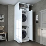 Roomart DORA-II Wasmachine Ombouwkast 70x230 cm met Opzetkast - Wit