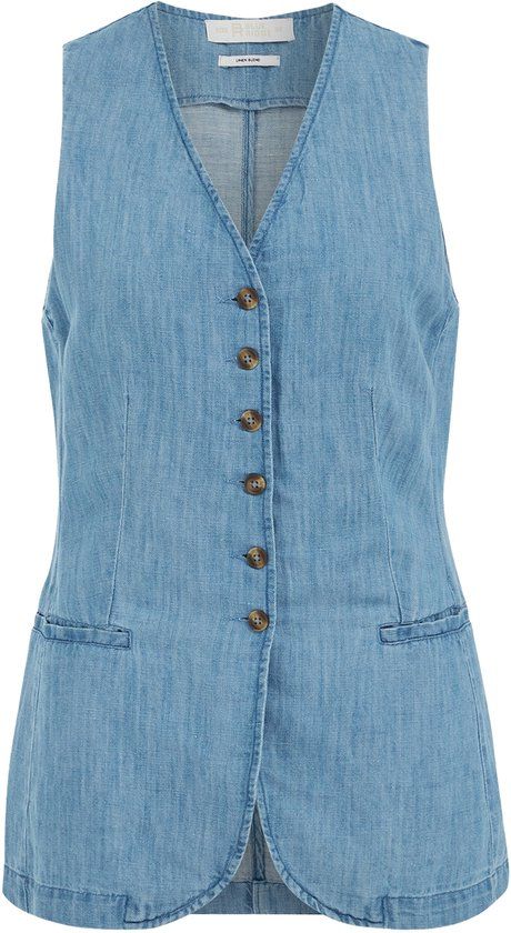 WE Fashion Dames denim gilet van linnenmix