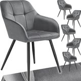tectake® Eetkamerstoelen Marilyn - Set van 6 - Grijs