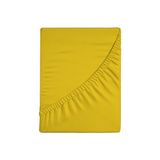Zer0bed, Hoeslaken voor Frans bed, effen, 100% katoen, maxi-hoek 30 cm, Frans bed, geel, 130 x 200 cm