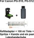 INK-MATE Adaptateur de remplissage + 100 ml Noir pour Canon PG-510/PG-512