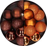Billiet - Vanlaere 24x pièces boules de Noël en plastique mix de brun foncé et orange 6 cm