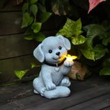 Omgoods - Statue de jardin Chien avec Papillons pour extérieur