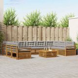 vidaXL Acacia Hout Hoek Loungeset 9-zits Natuurlijk en Lichtgrijs
