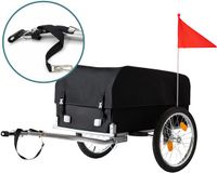 Relaxdays Fietskar opvouwbaar - 59x124x69 cm - met vlag - zwart