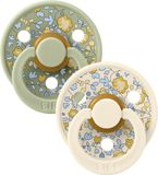 BIBS BIBS x Liberty 2 PACK Couleur Eloise - Sage Mix (forme ronde) Taille 1, 0-6 mois