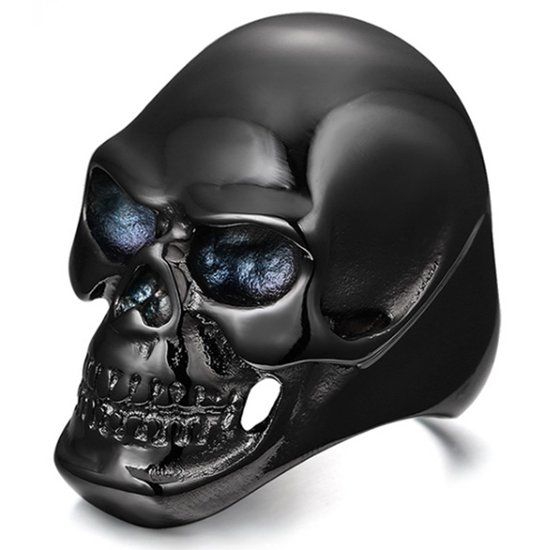 Mendes Steel Stalen herenring Skull Black-19mm