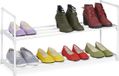 Merkloos Relaxdays schoenenrek metaal, 2 etages, 8 paar schoenen, hal, uitbreidbaar, metaal & kunststof, schoenenkast, wit