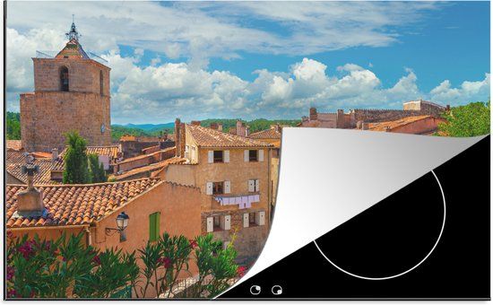 KitchenYeah® Inductie beschermer 77x51 cm - Straten van Barjols in Provence - Inductie kookplaat accessoire
