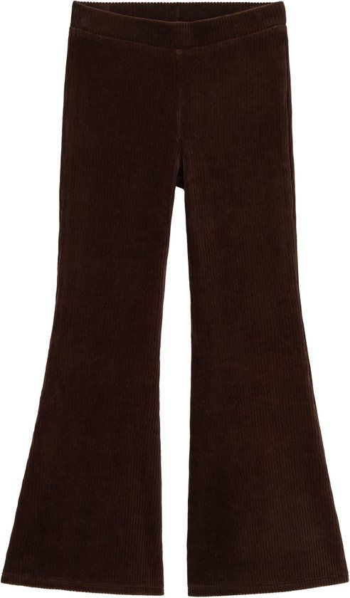 WE Fashion Meisjes velvet flared legging - Dark brown - Maat 152
