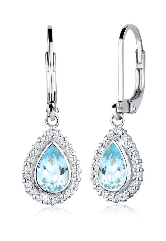 Elli Dames Oorbellen Drop - Blauw Topaas 925 Sterling Zilver - Vrouwen