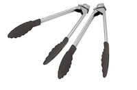 Fackelmann 2 x mini-tangen met nylon punten en stalen handgreep, 18 cm, Soft Collection, zwart en zilver, aantal: 1 stuk