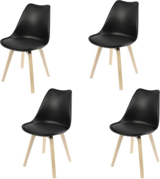 Urban Living SET VAN 4 "EMY" ZWARTE STOELEN MET KUSSEN