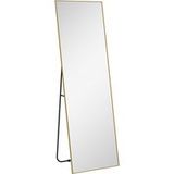 Cadre Doré Grand Miroir Rectangulaire 50x160 Cm, Miroir Au Sol, Mural Ou Adossé, Design Pleine Longueur
