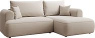 Selsey Ovo Mini - Canapé-lit avec rangement, Droite, velours Easy-Clean, Crème