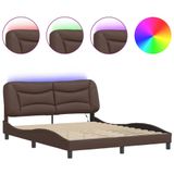 vidaXL Cadre de lit Hvar avec LED, sans matelas, marron, 160x200 cm