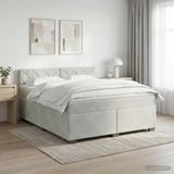vidaXL Boxspringbed met matras Lichtgrijs 140 x 190 cm Fluweel