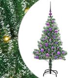 vidaXL Kunstkerstboom Sneeuw Gevlokt met LED Licht Groen en Wit 120 cm