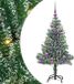 vidaXL Kunstkerstboom Sneeuw Gevlokt met LED Licht Groen en Wit 120 cm