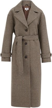 WE Fashion geruite manteljas met ceintuur en wol - bruin