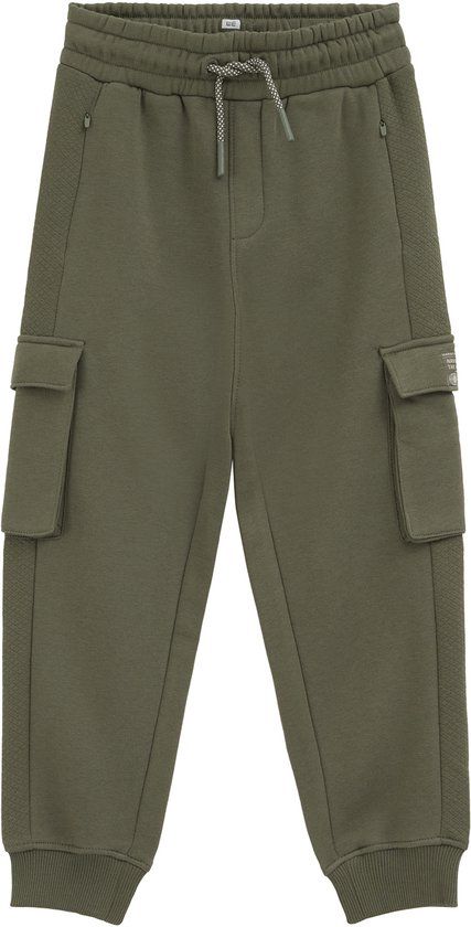 WE Fashion Jongens regular fit joggingbroek met cargozakken - Olijfgroen - Maat 146