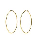Lucardi Dames Stalen goldplated oorringen 65mm - Oorbellen - Staal - Goud