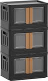 Boîte de rangement sans marque avec couvercle, 32 litres, noir, 3 pièces