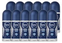 NIVEA MEN Cool Kick Déodorant Roll-on Anti-transpirant 50 ml - Pack économique - 12 pièces