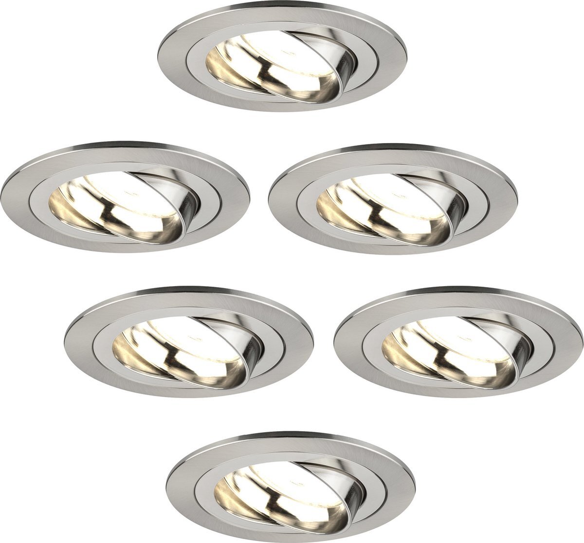 LEDVION Dimbare LED inbouwspots RVS - Tokyo - 5W - 2700K - ø92mm - 6 pack