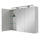 Planetmöbel Spiegelkast ARIA 120 cm Wit-Grijs met Zwarte LED Lamp