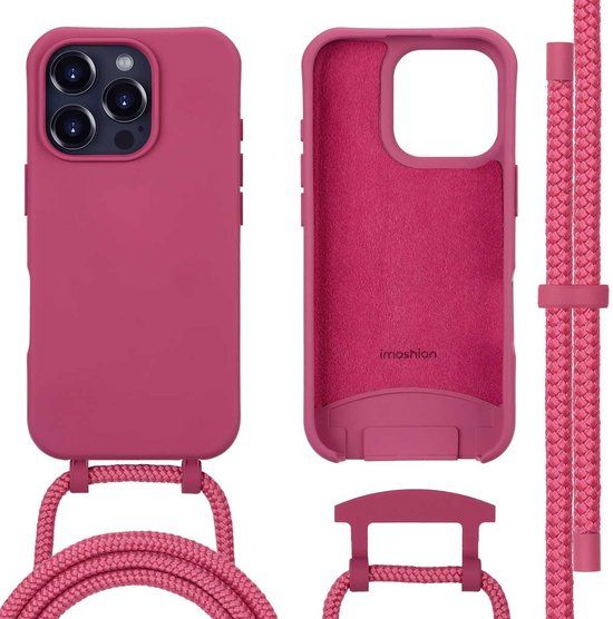 imoshion Hoesje - Geschikt voor iPhone 16 Pro - Color Backcover met afneembaar koord geschikt voor MagSafe - Raspberry