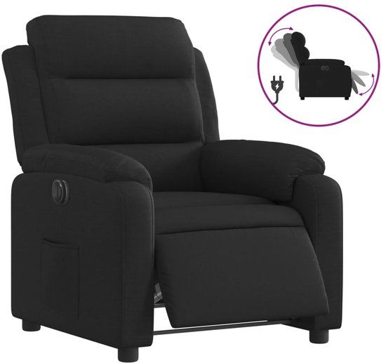 vidaXL Fauteuil verstelbaar elektrisch stof zwart