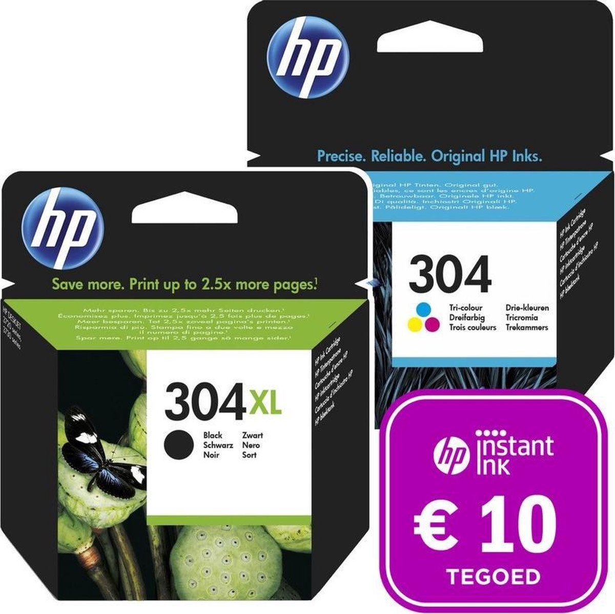 HP 304 - Inktcartridge 304XL zwart & 304 kleur + Instant Ink tegoed