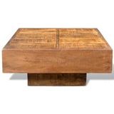 Table basse marron bois massif de manguier carrée